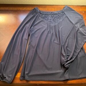 Dark Periwinkle, long sleeve slinky top from White House Black Market. Elegant.